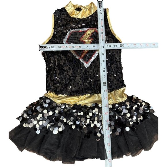 Wissman Size MC Showtime Studio Gold Sequin Dance Costume Tulle Skirt Child - Picture 4 of 7